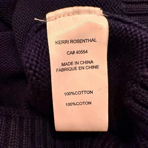 KERRI ROSENTHAL Women’s Navy Blue Puff Sleeve Pullover Sweater Size L - Picture 14 of 14